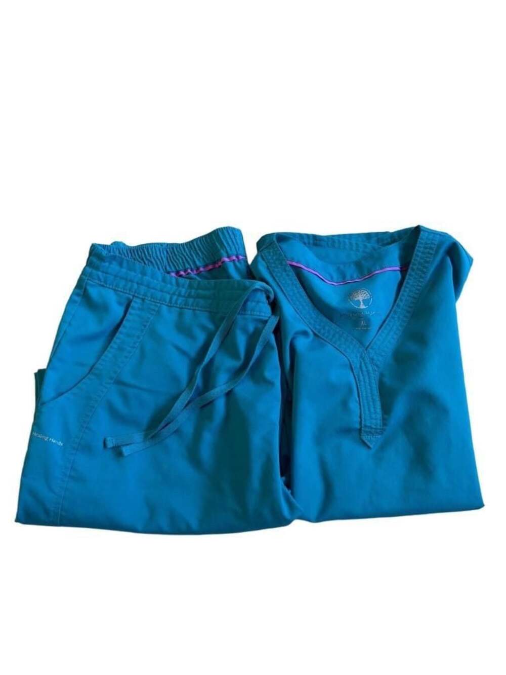 Healing Hands Purple Label Set- Jane Style 2167 Scrub Top Teal Blue XL/ Pants L